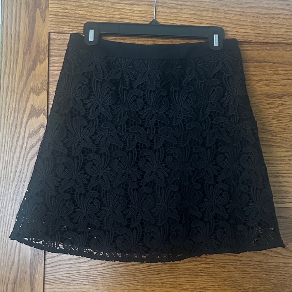 LOFT Elegant Black Lace Mini Skirt